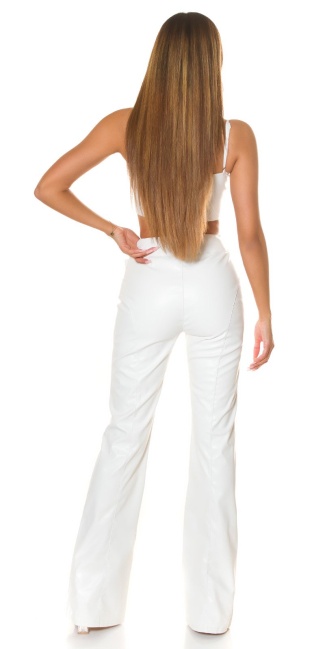 faux leather Crop Top with buckle White